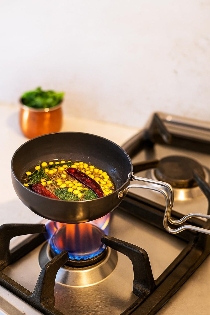DBY Tadka Pan Mini Fry Dal Chicken French Fries Spice heating Chowka Kadai Aluminium Vagariya for Wok Skillet Cooking Purpose Hotel Home Restaurant - Image 5